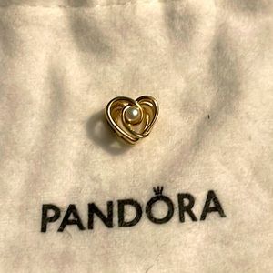 Pandora 14k gold heart with Pearl charm